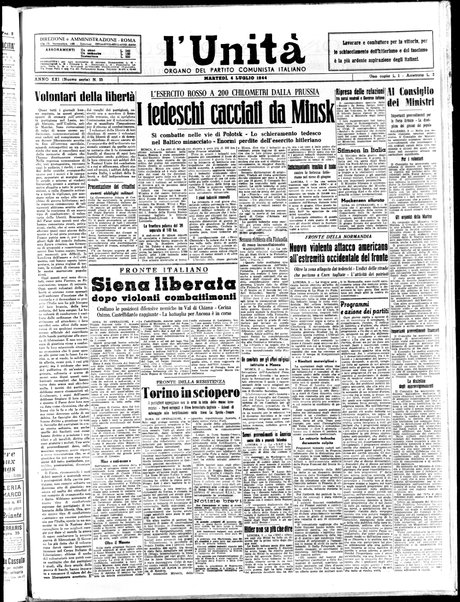 L'Unità : organo centrale del Partito comunista italiano